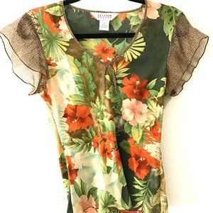 Allison Taylor 100% silk top, floral print
